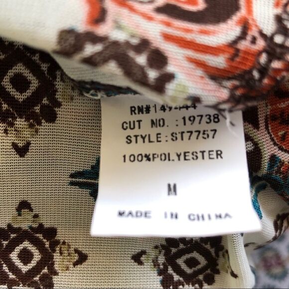 Ember Sz M NWT Black Red Sheer Floral Concert BOHO Front Tie Maxi Duster - Picture 8 of 9